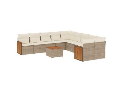  Vidaxl Salon De Jardin 11 Pcs Avec Coussins Beige R&eacute;sine Tress&eacute;e