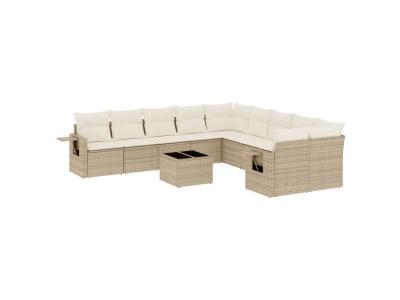 VIDAXL  Salon De Jardin 11 Pcs Avec Coussins Beige R&eacute;sine Tress&eacute;e