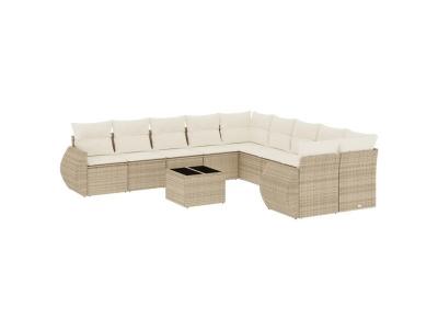  Vidaxl Salon De Jardin 11 Pcs Avec Coussins Beige R&eacute;sine Tress&eacute;e