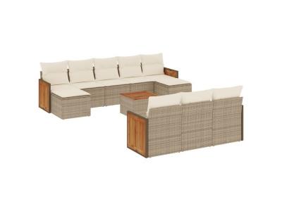 VIDAXL  Salon de jardin 11 pcs beige