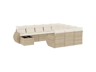  Vidaxl Salon De Jardin 11 Pcs Avec Coussins Beige R&eacute;sine Tress&eacute;e