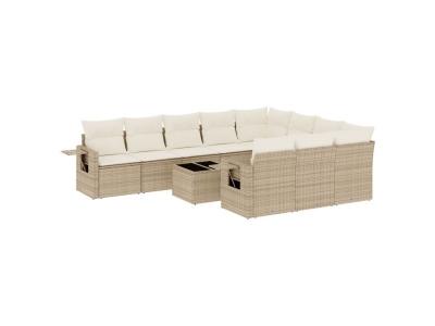 VIDAXL  Salon De Jardin 11 Pcs Avec Coussins Beige R&eacute;sine Tress&eacute;e