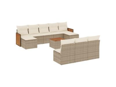 VIDAXL Salon de jardin modulable 11 pieces 10 personnes resine tressee 62 x 59 x 69 cm beige