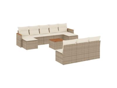 VIDAXL  Salon de jardin 11 pcs - Beige