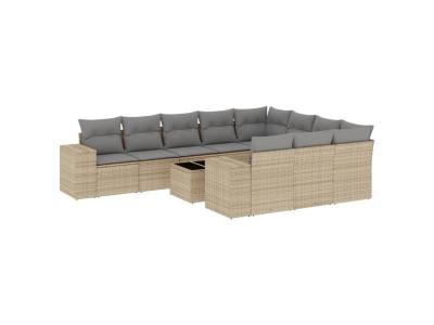 VIDAXL  Salon De Jardin 11 Pcs Avec Coussins Beige R&eacute;sine Tress&eacute;e