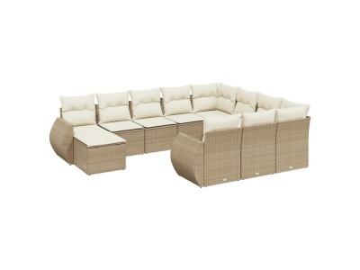  Vidaxl Salon De Jardin 11 Pcs Avec Coussins Beige R&eacute;sine Tress&eacute;e
