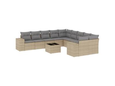 VIDAXL  Salon De Jardin 11 Pcs Avec Coussins Beige R&eacute;sine Tress&eacute;e