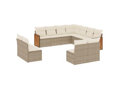VIDAXL Salon de jardin  r&eacute;sine tress&eacute;e - Beige - 11 pi&egrave;ces
