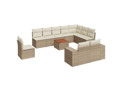 VIDAXL Salon de jardin modulable  rotin beige 11 pieces 62 x 62 x 69 cm
