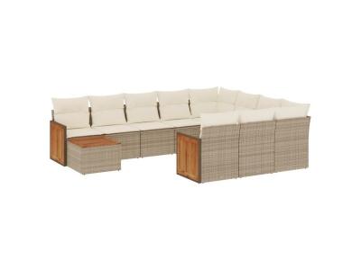 VIDAXL  Salon de jardin 11 pcs - Beige R&eacute;sine Tress&eacute;e