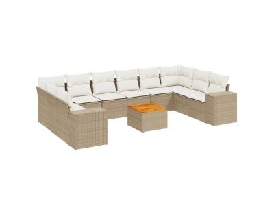 VIDAXL  Salon de jardin 11 pcs avec coussins - Beige