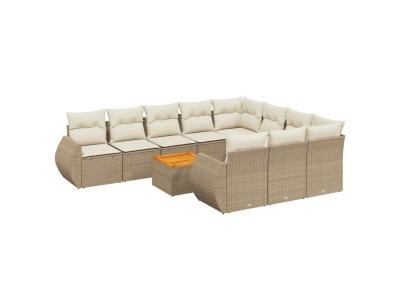  Vidaxl Salon De Jardin 11 Pcs Avec Coussins Beige R&eacute;sine Tress&eacute;e