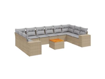 VIDAXL Salon de jardin 11 pcs avec coussins - Beige