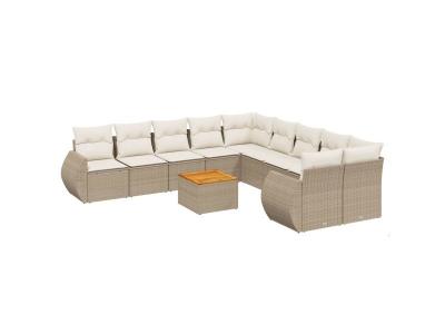 VIDAXL Salon de jardin modulable beige rotin 10 personnes 62 x 62 x 69 cm 11 pieces