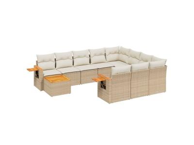 VIDAXL Salon de Jardin avec Coussins 11 pcs, Si&egrave;ges de Patio, Ensemble de Meubles, Mobilier de Terrasse Arri&egrave;re-cour 3227206