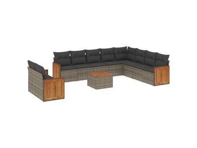 VIDAXL  Salon De Jardin 11 Pcs Avec Coussins Gris R&eacute;sine Tress&eacute;e