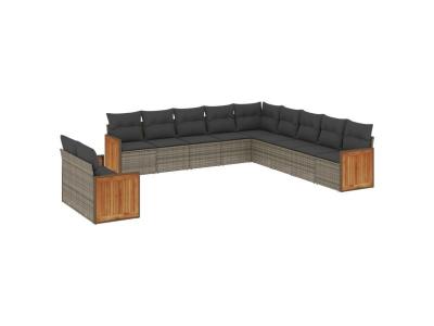  Vidaxl Salon De Jardin 11 Pcs Avec Coussins Gris R&eacute;sine Tress&eacute;e