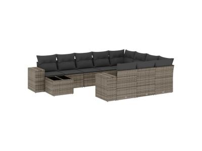 VIDAXL  Salon De Jardin 11 Pcs Avec Coussins Gris R&eacute;sine Tress&eacute;e