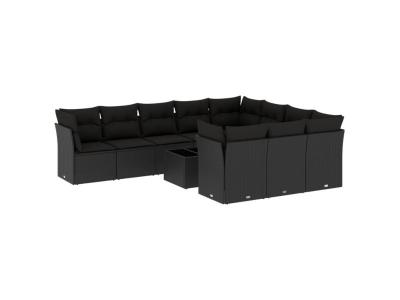 VIDAXL  Salon de jardin 11 pcs r&eacute;sine tress&eacute;e - Noir