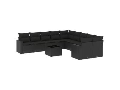 VIDAXL  Salon De Jardin 11 Pcs Avec Coussins Noir R&eacute;sine Tress&eacute;e