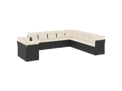 VIDAXL  Salon de jardin 11 pcs R&eacute;sine Tress&eacute;e - Noir