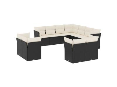 VIDAXL  Salon de jardin 11 pcs - Noir
