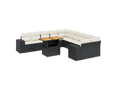VIDAXL  Salon de jardin 11 pcs avec coussins noir