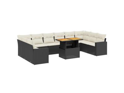 VIDAXL  Salon De Jardin 11 Pcs Avec Coussins Noir R&eacute;sine Tress&eacute;e