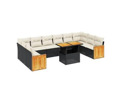 VIDAXL  Salon de jardin 11 pcs avec coussins - Noir
