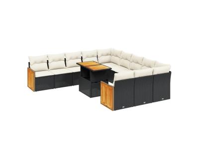 VIDAXL  Salon De Jardin 11 Pcs Avec Coussins Noir R&eacute;sine Tress&eacute;e