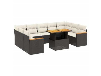 VIDAXL  Salon De Jardin 11 Pcs Avec Coussins Noir R&eacute;sine Tress&eacute;e