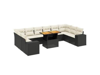 VIDAXL  Salon De Jardin 11 Pcs Avec Coussins Noir R&eacute;sine Tress&eacute;e