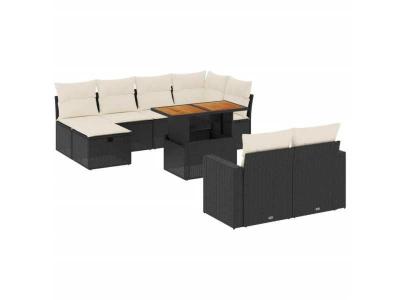 VIDAXL Salon de jardin modulable  rotin noir 11 pieces x 65.5 x 69 8 personnes 