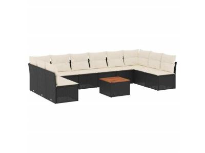 VIDAXL  Salon De Jardin 11 Pcs Avec Coussins Noir R&eacute;sine Tress&eacute;e