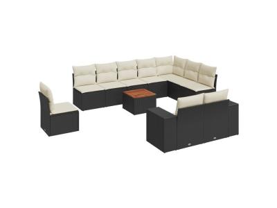 VIDAXL  Salon De Jardin 11 Pcs Avec Coussins Noir R&eacute;sine Tress&eacute;e