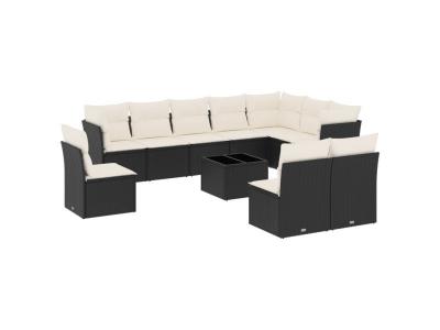 VIDAXL  Salon De Jardin 11 Pcs Avec Coussins Noir R&eacute;sine Tress&eacute;e