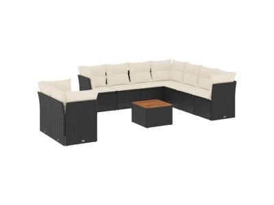 VIDAXL  Salon De Jardin 11 Pcs Avec Coussins Noir R&eacute;sine Tress&eacute;e