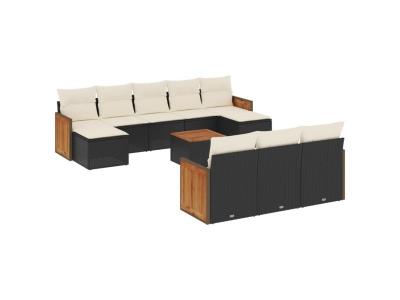 VIDAXL  Salon De Jardin 11 Pcs Avec Coussins Noir R&eacute;sine Tress&eacute;e