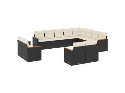 VIDAXL  Salon 12pcs avec Coussins - Noir