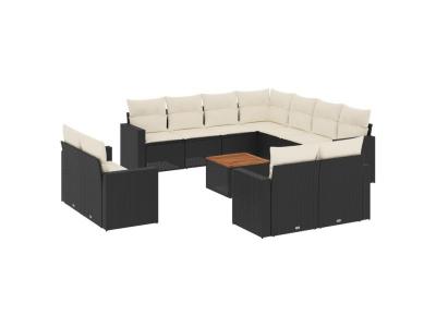 VIDAXL  Salon De Jardin 12 Pcs Avec Coussins Noir R&eacute;sine Tress&eacute;e