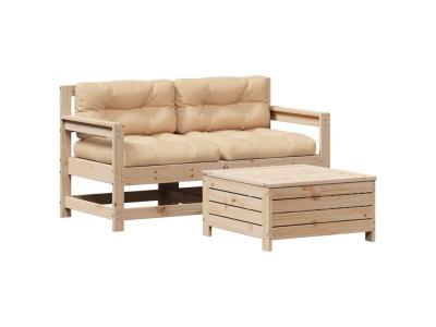 VIDAXL  Salon De Jardin 3 Pcs Avec Coussins Bois De Pin Massif