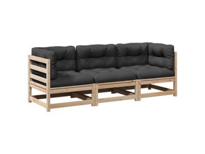  Salon de jardin modulable bois massif gris 3 pieces 70.0 x 70 x 67 3 personnes 