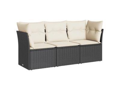 VIDAXL  Salon De Jardin 3 Pcs Avec Coussins Noir R&eacute;sine Tress&eacute;e