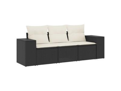 VIDAXL  Salon De Jardin 3 Pcs Avec Coussins Noir R&eacute;sine Tress&eacute;e