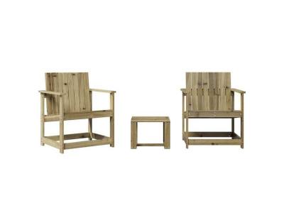 VIDAXL   Salon de jardin 3 pcs bois de pin impr&eacute;gn&eacute; Brun