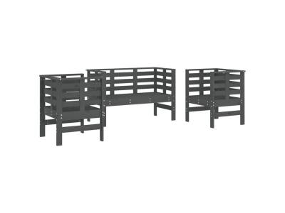 VIDAXL  salon de jardin 3 pcs gris bois massif de pin