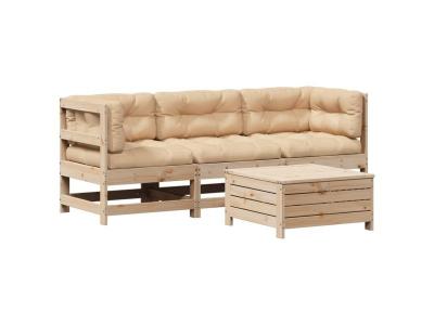  Vidaxl Salon De Jardin 4 Pcs Avec Coussins Bois De Pin Massif