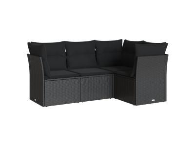 VIDAXL  Salon De Jardin 4 Pcs Avec Coussins Noir R&eacute;sine Tress&eacute;e