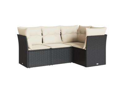 VIDAXL Salon de jardin 4 pcs avec coussins noir resine tressee