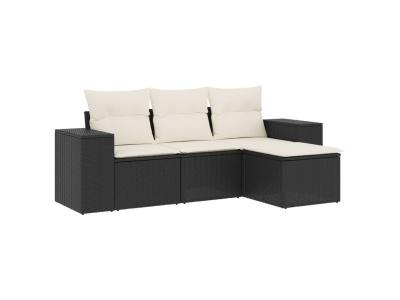VIDAXL  Salon De Jardin 4 Pcs Avec Coussins Noir R&eacute;sine Tress&eacute;e